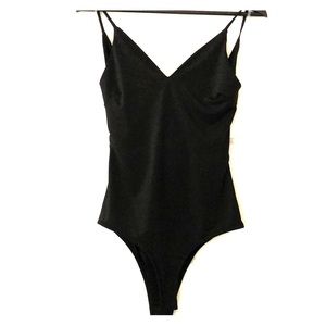 NWT F21 boutique black strap cami w plunge back M